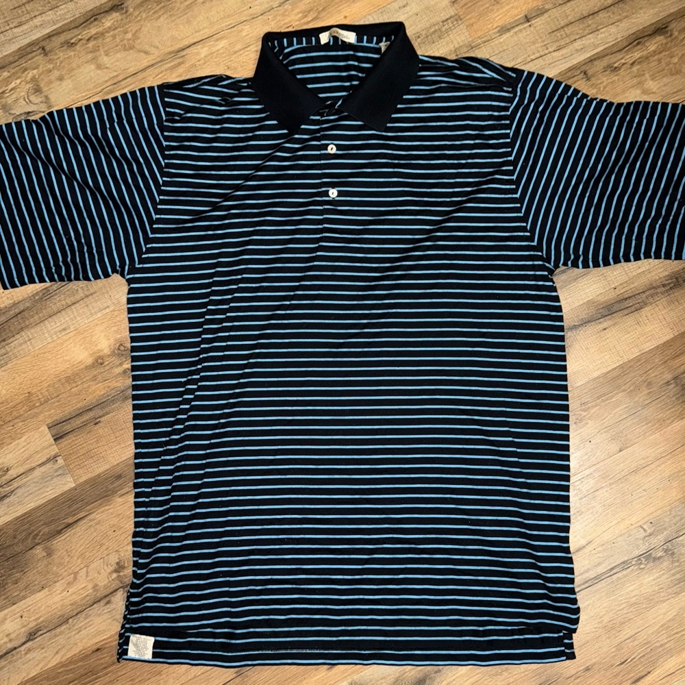 Peter Millar Navy and Blue Striped Polo Shirt size XL